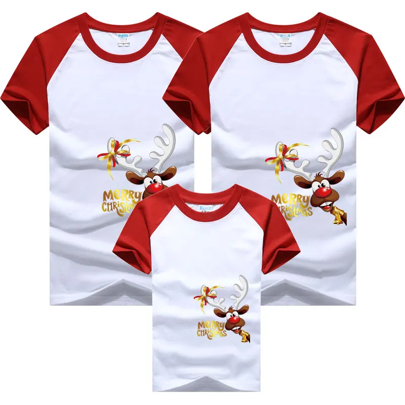 T-shirt imprimé joyeux Noël pour la famille, vêtements assortis, dessin animé, adultes, enfants, mère, père, f
