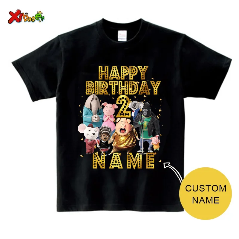 Tshirt anniversaire personnalisé enfant design festif doré Happy Birthday taille 13 ans coton doux vêtement sp