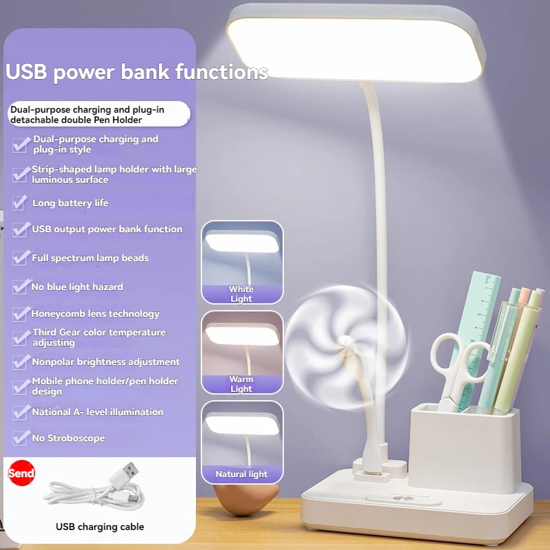 Lampe de table portable LED avec support à stylos 3 températures de couleur réglables batterie rechargeable id