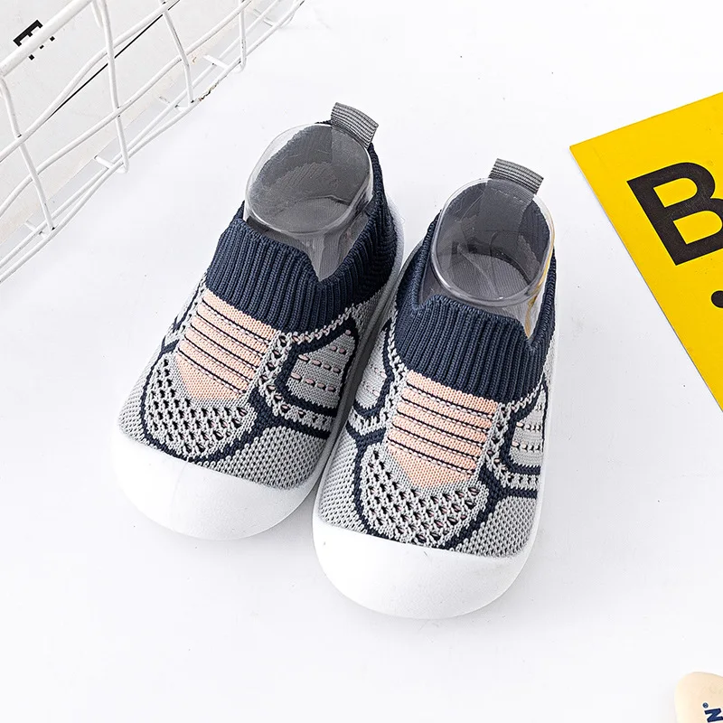 Chaussures bébé slipon antidérapantes semelle caoutchouc tissu tricoté confortable style sportif unisexe