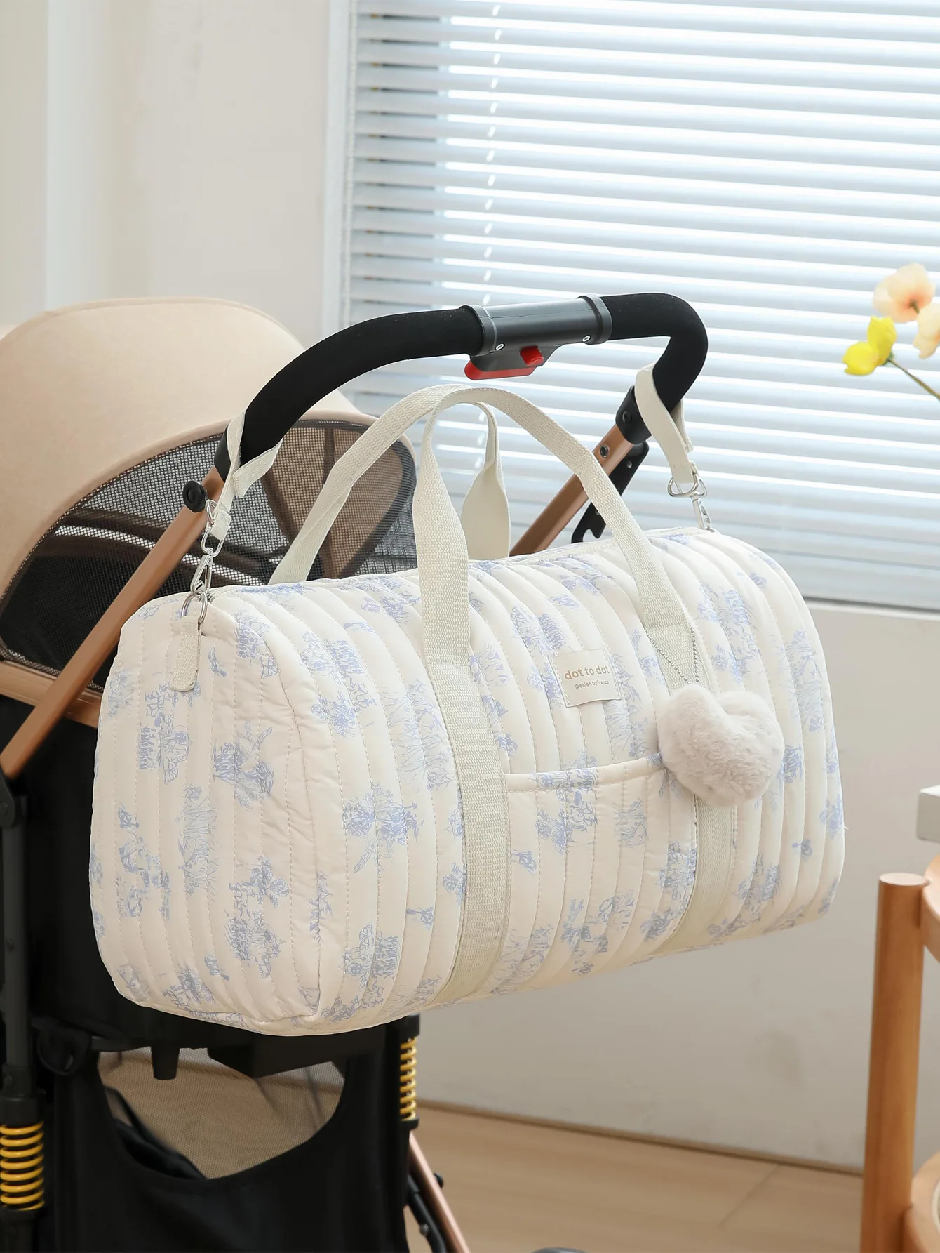 Sac à langer poussette dot to dot design floral matelassé portage bébé 组织 spacieux facile à transporter access