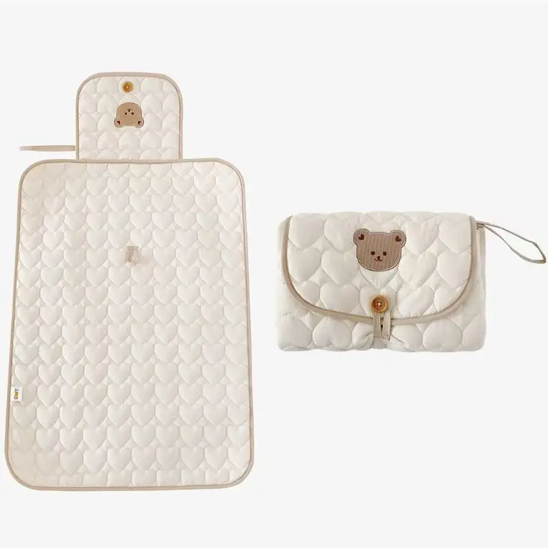 Matelas à langer portable pliable sac à langer multifonctionnel pour bébé tapis à langer en coton doux design 