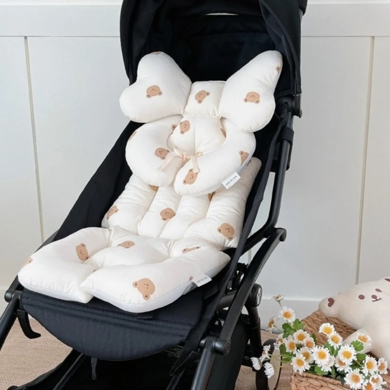 Coussin de confort pour poussette bébé accessoire de siège respirant design floral matériau doux ergonomique u