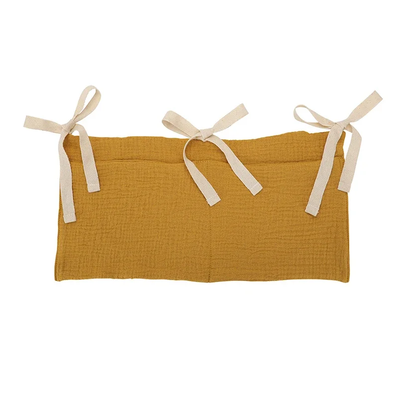 Sac de rangement pour berceau bébé double pochette coton organisateur tête de lit nouveauné sac jouets couche