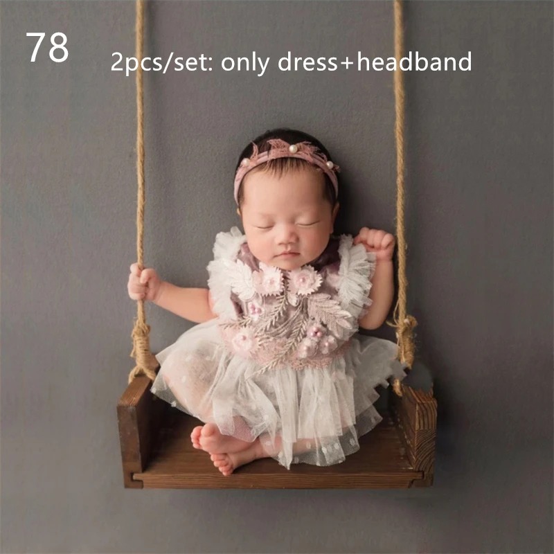 Robe barboteuse en dentelle pour bébé fille ensemble photo nouveauné 2 pièces avec chapeau et bandeau tenue bé