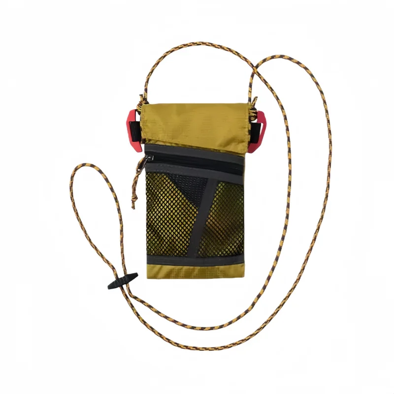 Sacoche compacte nylon jaune olive randonnée voyage pochette filet design moderne portage facile randonneur ur