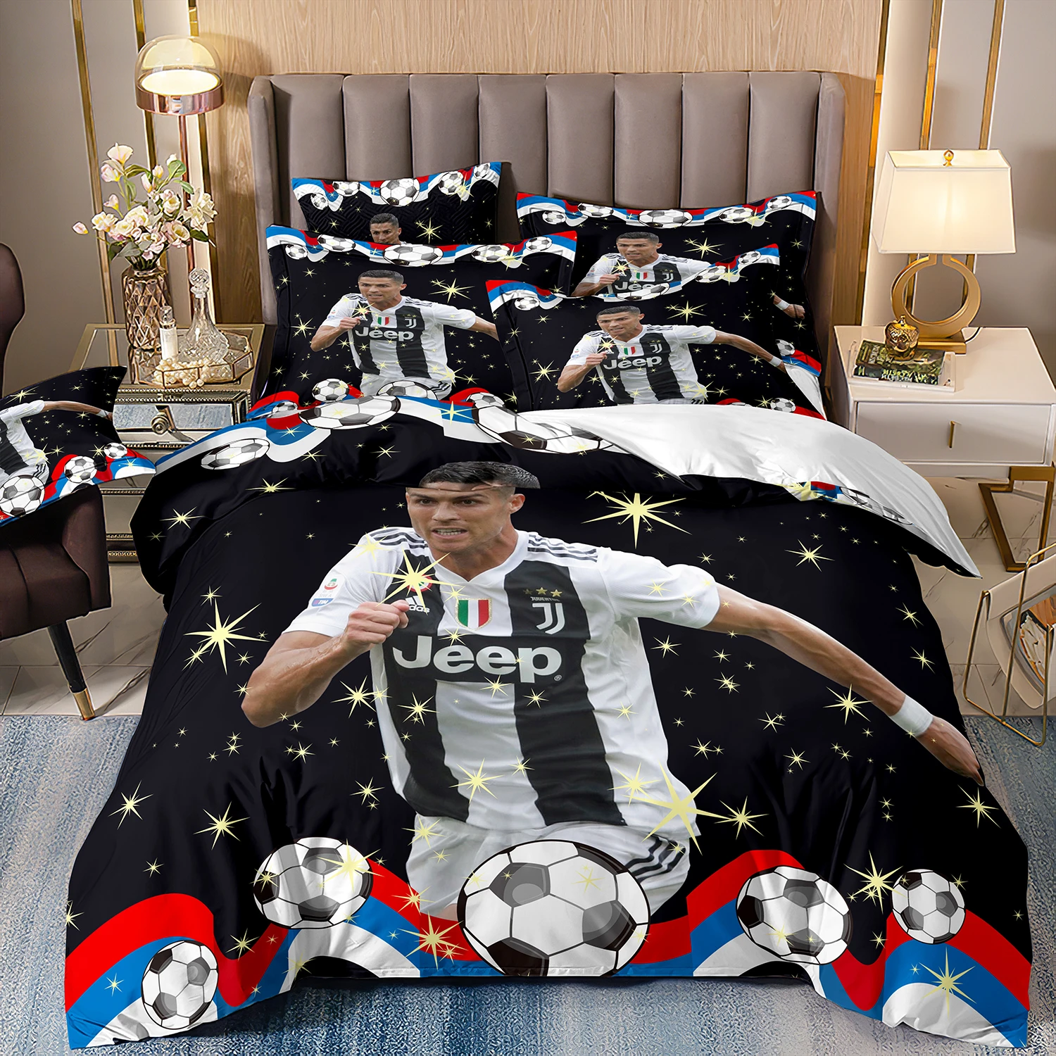 Ensemble de literie étoiles de football Cristiano Ronaldo housse de