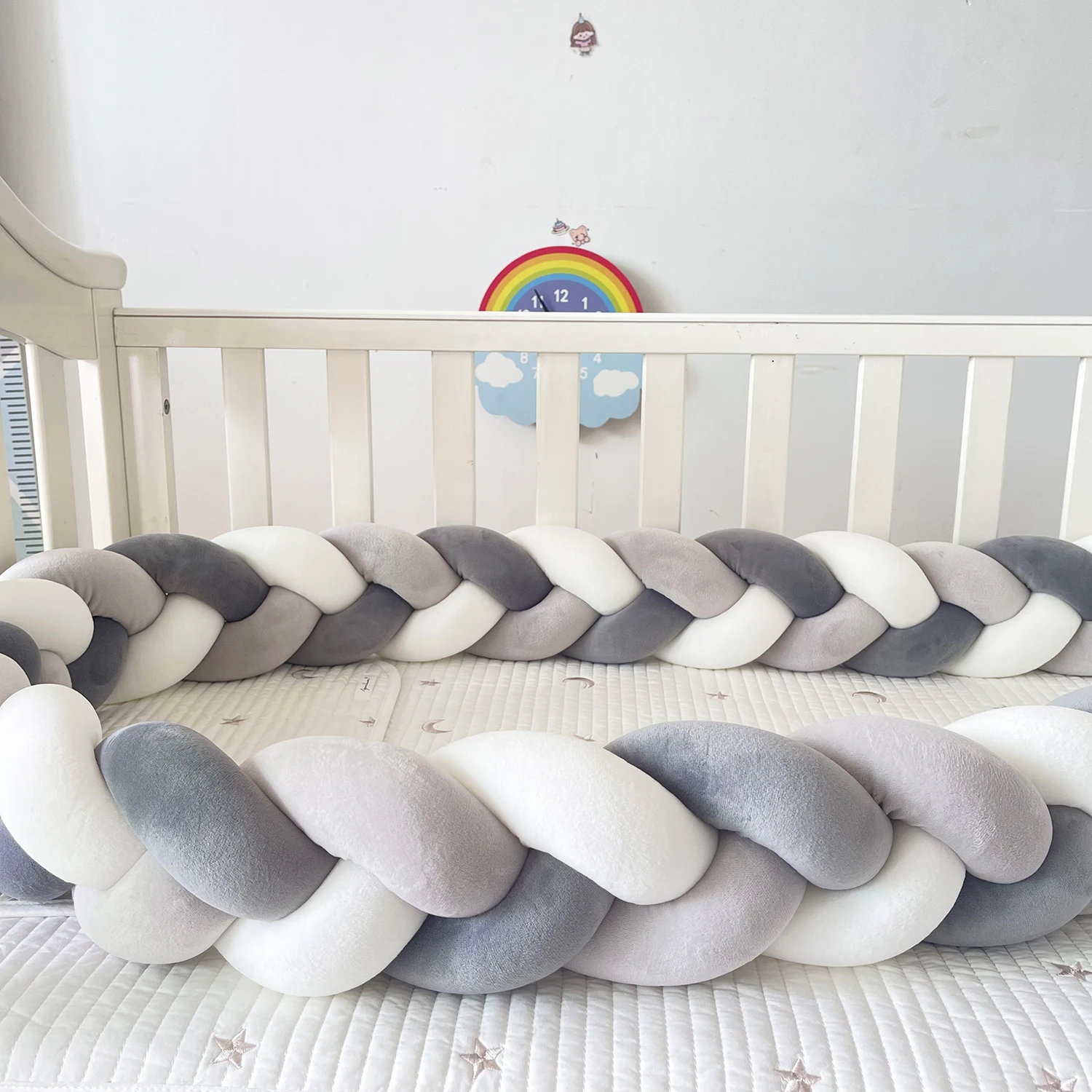 Lit de bébé parechocs berceau Protection tresse oreiller coussin nouveauné Sécurité Confort Décoration enfant