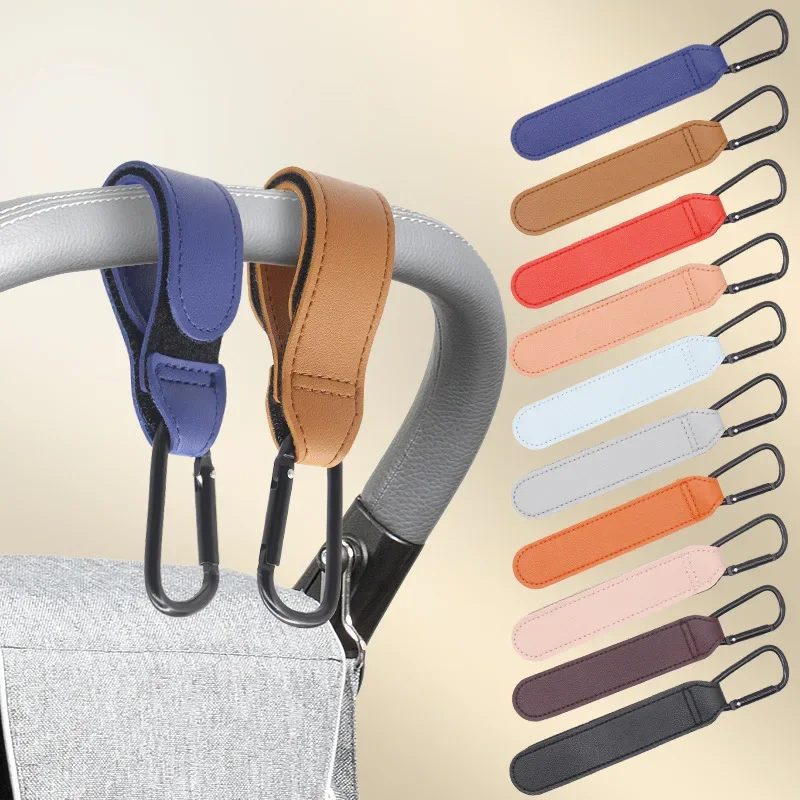 2 pièces en cuir PU sac poussette crochet rotatif 360° accessoires bébé landau organizateur sac à langer acces