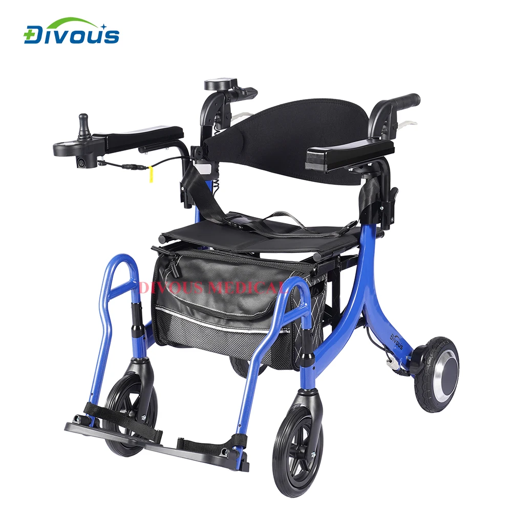Fauteuil roulant électrique pliant avec accoudoirs réglables sac de rangement mobilité assistée pour personnes