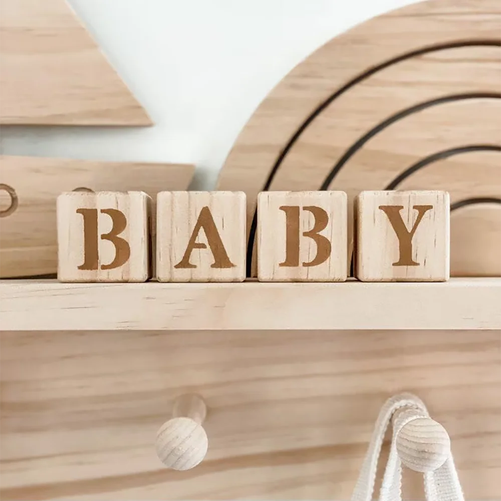 Blocs en bois pour bébé décoration chambre enfant jouet éveil motricité accessoires photo nouveauné cadeau ann
