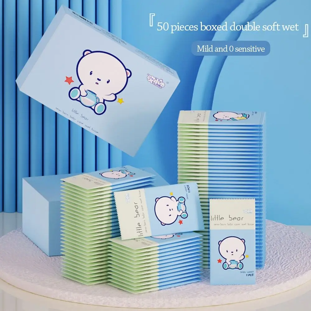 Lingettes bébé Little Bear 50 pièces désinfection douce portables tissu non tissé pour maison et sorties hypoa