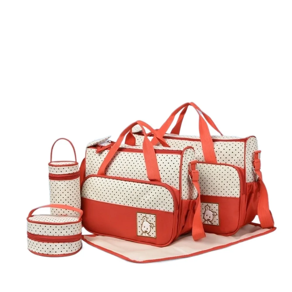 Sac à langer 5 pièces grande capacité pour bébé design moderne coloré poignées ergonomiques idéal pour nouveau