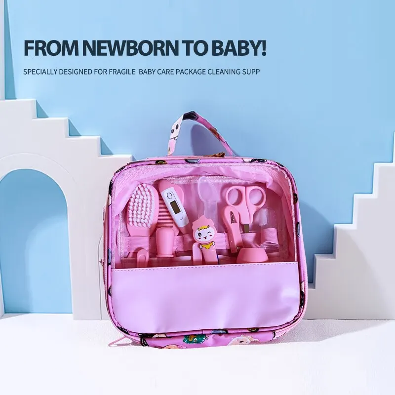 Kit soins bébé 12 pièces hygiène ongles cheveux thermomètre essentiels安全pratique cadeau naissance newborn baby