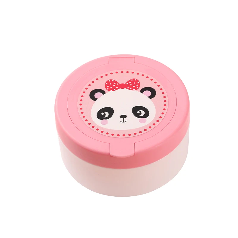 Contenant poudre bébé portable avec houppette intégrée design panda rose solution stockage pratique et sécuris