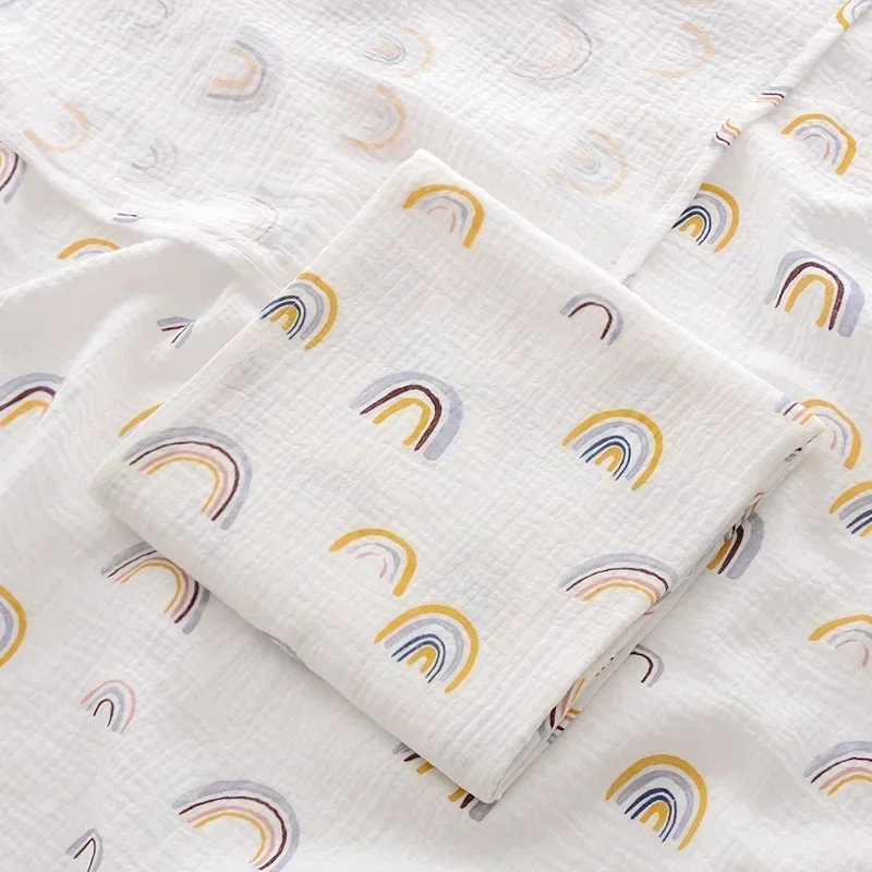 Serviette de Bain en Coton Gaze 2 Couches pour Bébé Douce et Absorbante Motif ArcenCiel Usage Multiples Idéale