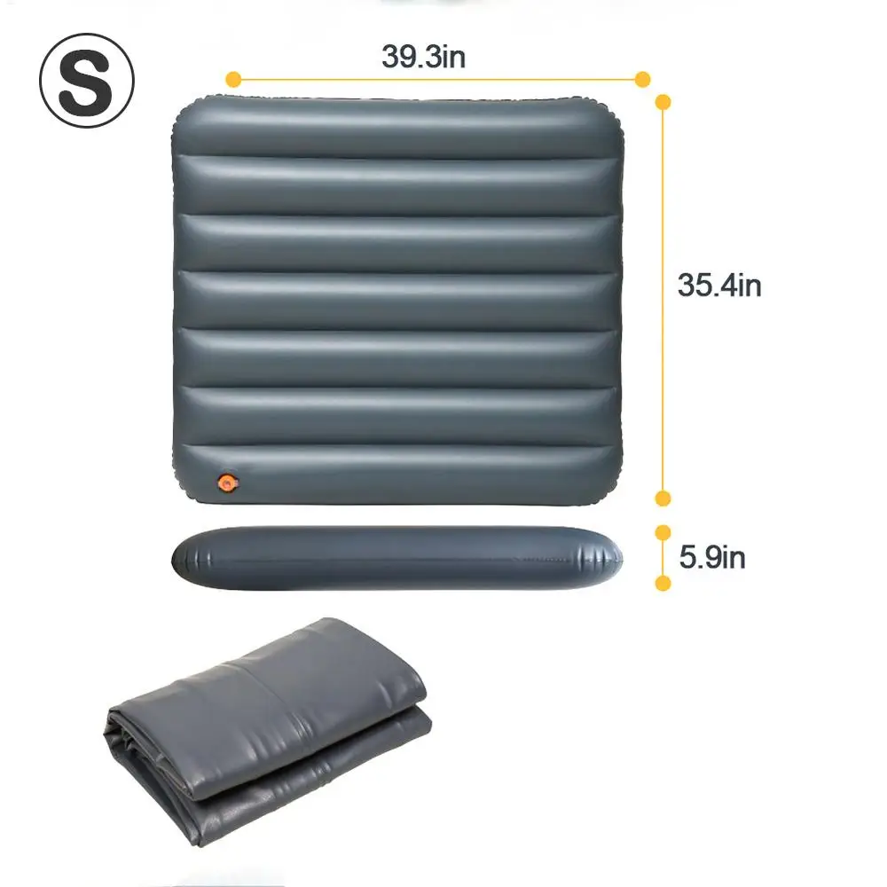 Matelas pliable camping voiture gonflable portable durable imperméable PVC 100x90cm valve gris foncé multifonc