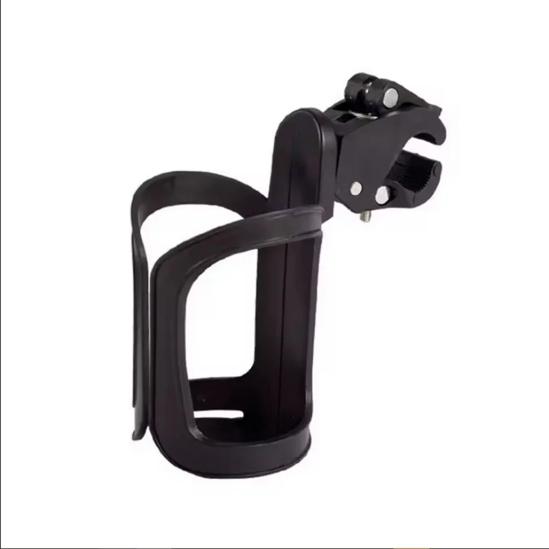 Portebouteille d'eau réglable 360° pour poussette Cage de fixation en plastique noir Accessoire bébé pratique 