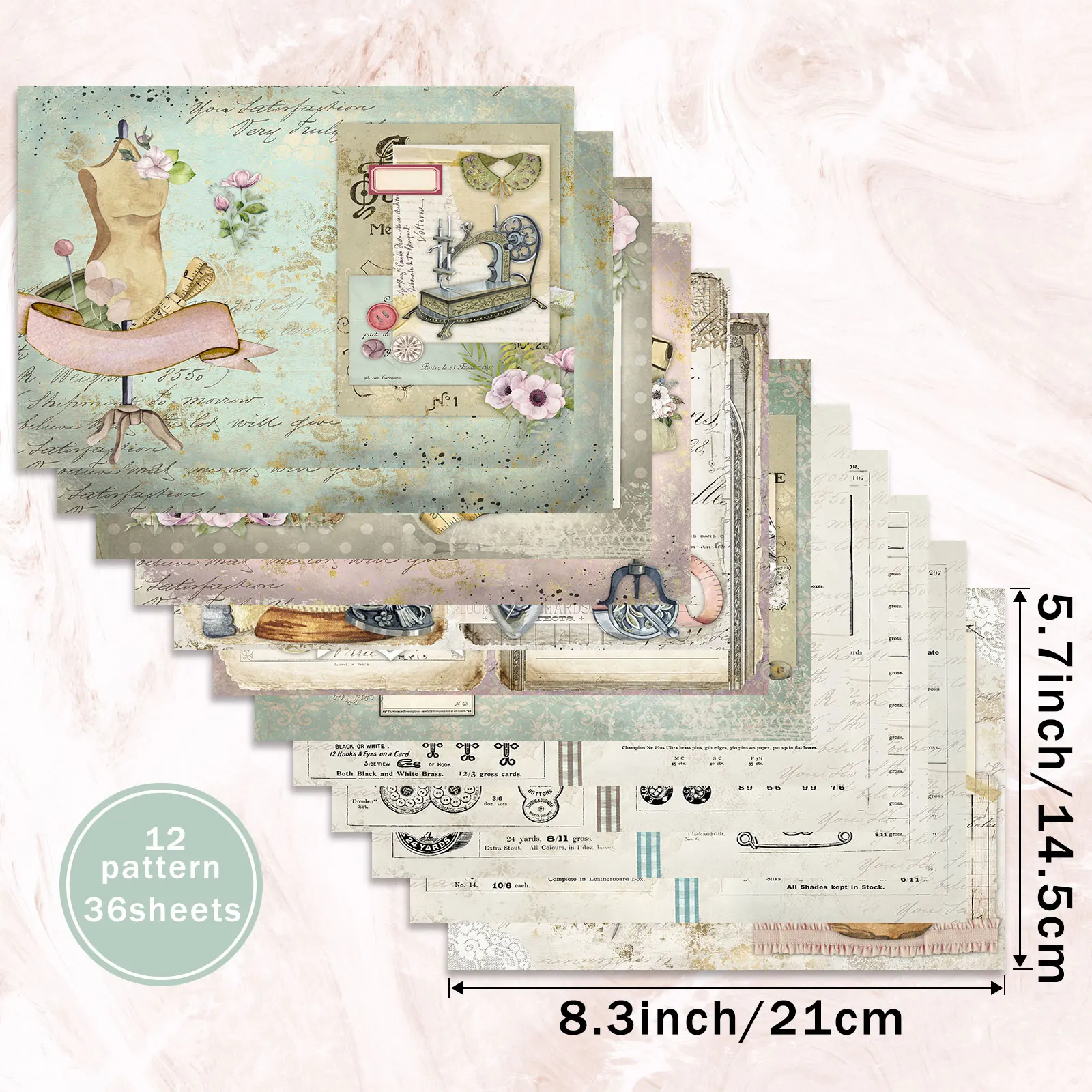 36 feuilles A5 papier décoratif scrapbooking vintage mannequins couture floral style romantique高品質紙張 craft pro