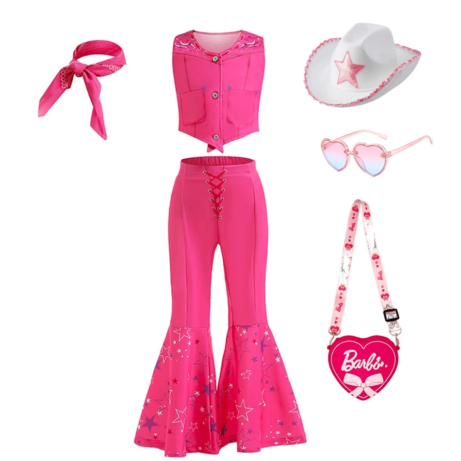 Costume de Cowgirl pour filles 46 ans Ensemble Barbie western Accessoires incl. Vêtement Halloween cosplay enf