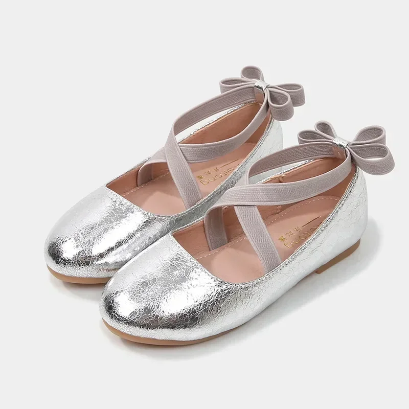 Chaussures ballerines métalliques argentées pour fille 712 ans avec