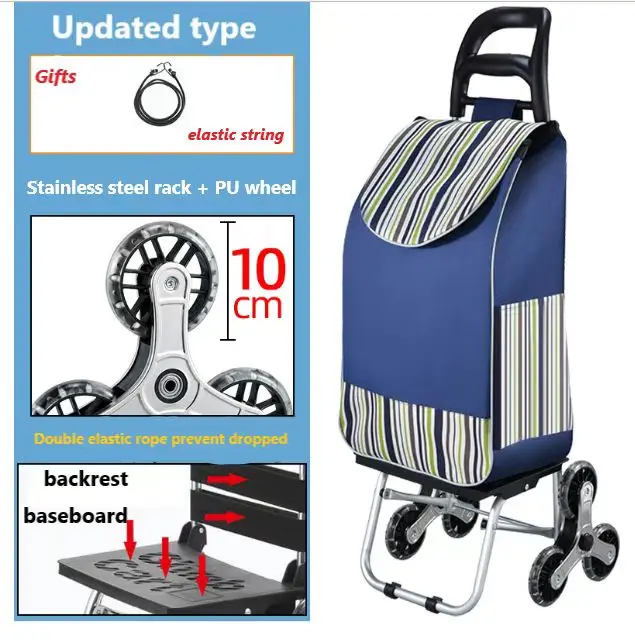 Chariot d'escalade tout terrain pliable avec roues portable et sécurisé pour le transport de marchandises
