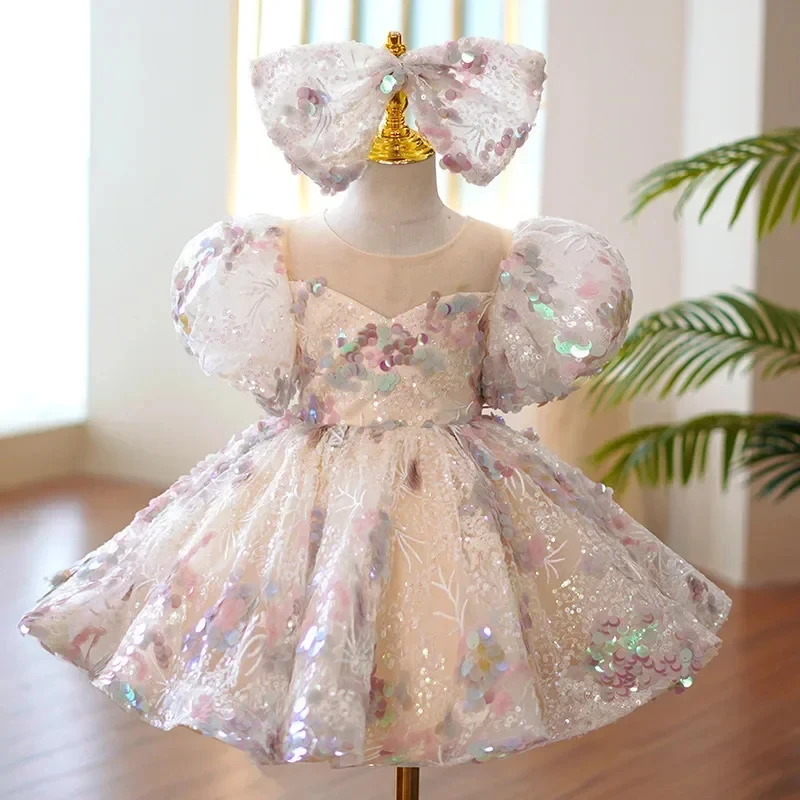 Robe de soirée en dentelle pour enfants robe de Demoiselle d'honneur robe de bal fille robe de luxe pour enfan