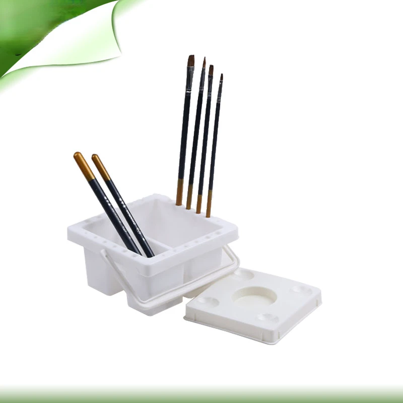 Portestylo portable pour enfants récipient carré pinceaux de peinture couvercle en option art créatif sécurité