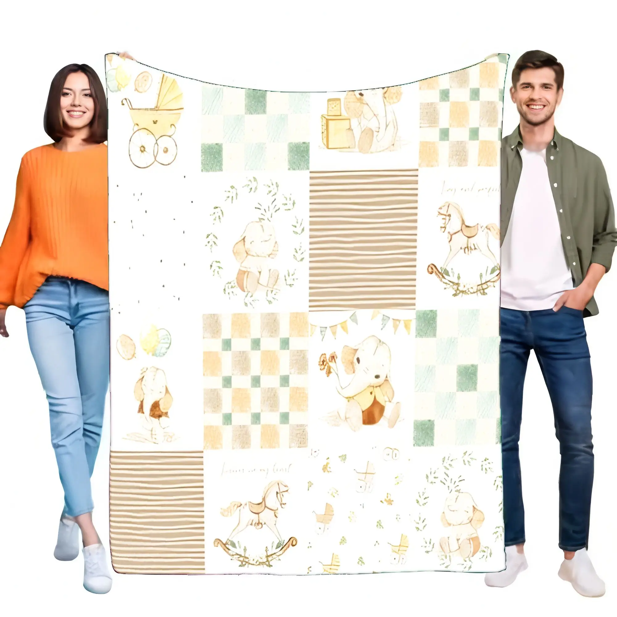 Couverture bébé douce pastel design ludique animaux coton bambou lit poussette voyage