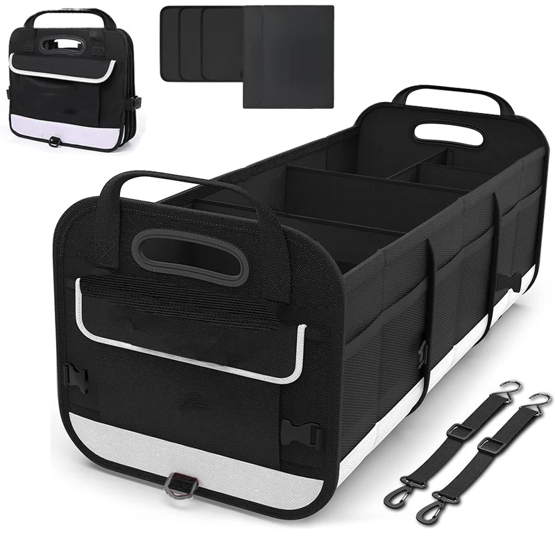 Organisateur coffre voiture grande capacité 95 L antidérapant sangles rétractables rangement sécurisé tissu du