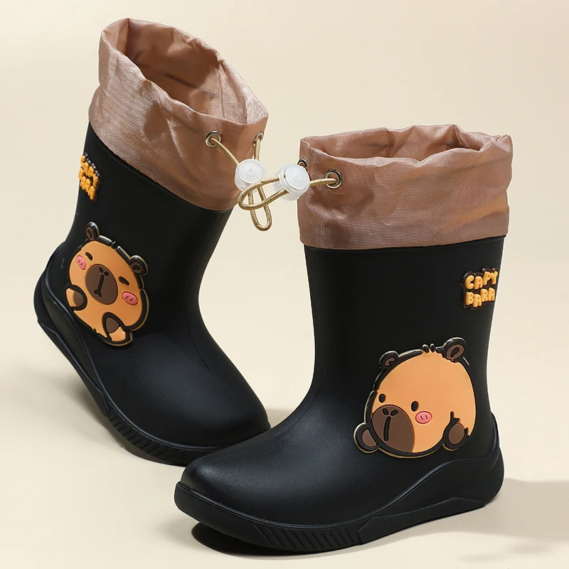 Bottes de pluie Capybara en caoutchouc pour enfants et adultes mimollet antidérapantes imperméables style anim
