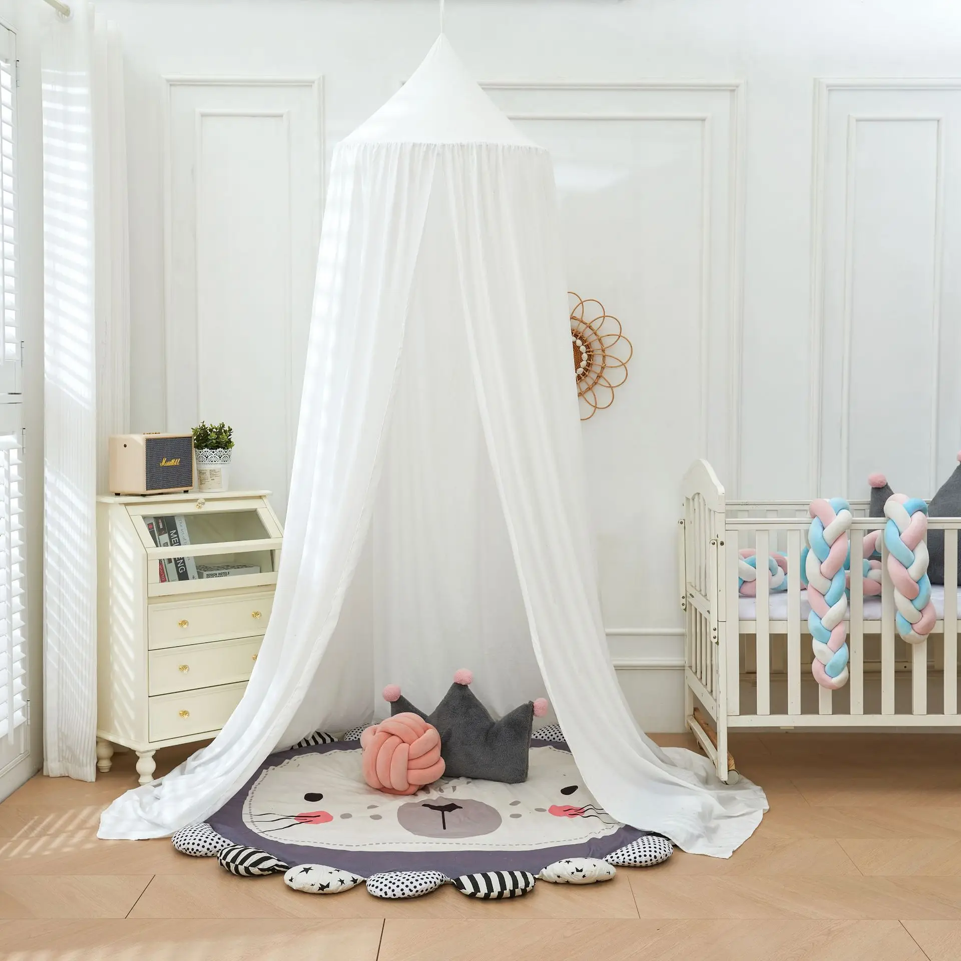Tente de jeu pour enfant décoration chambre ciel de lit suspendu tapis de jeu en tissu accessoires en feutre s