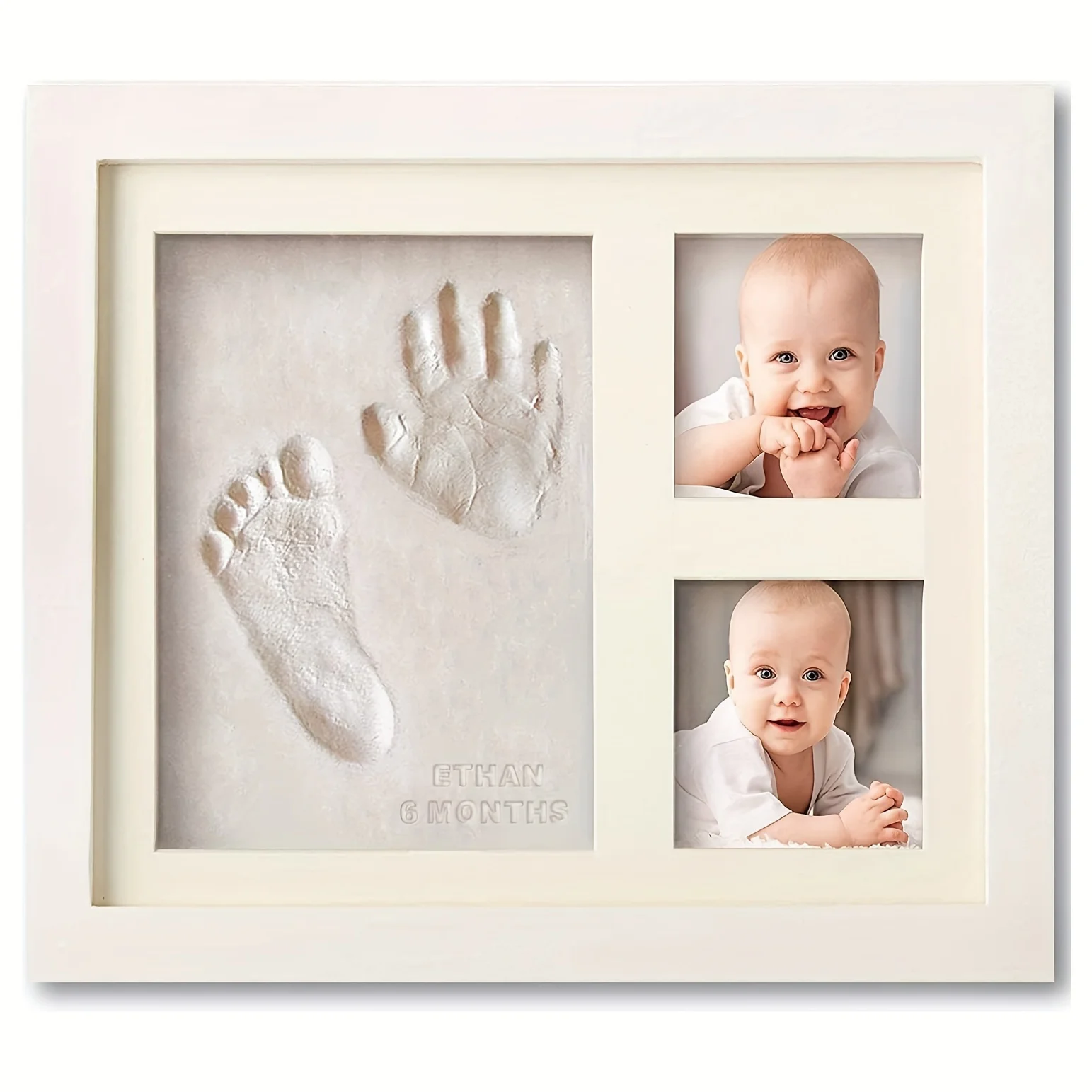 Cadre photo empreintes bébé en argile souvenir main et pied personnalisé cadeau naissance garçon fille design 