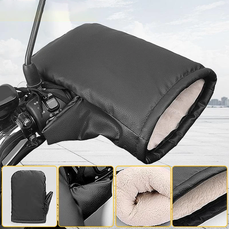 Protègemains moto SEAMETAL manchons de guidon imperméables couverture de poignée doux chaud hiver simili cuir