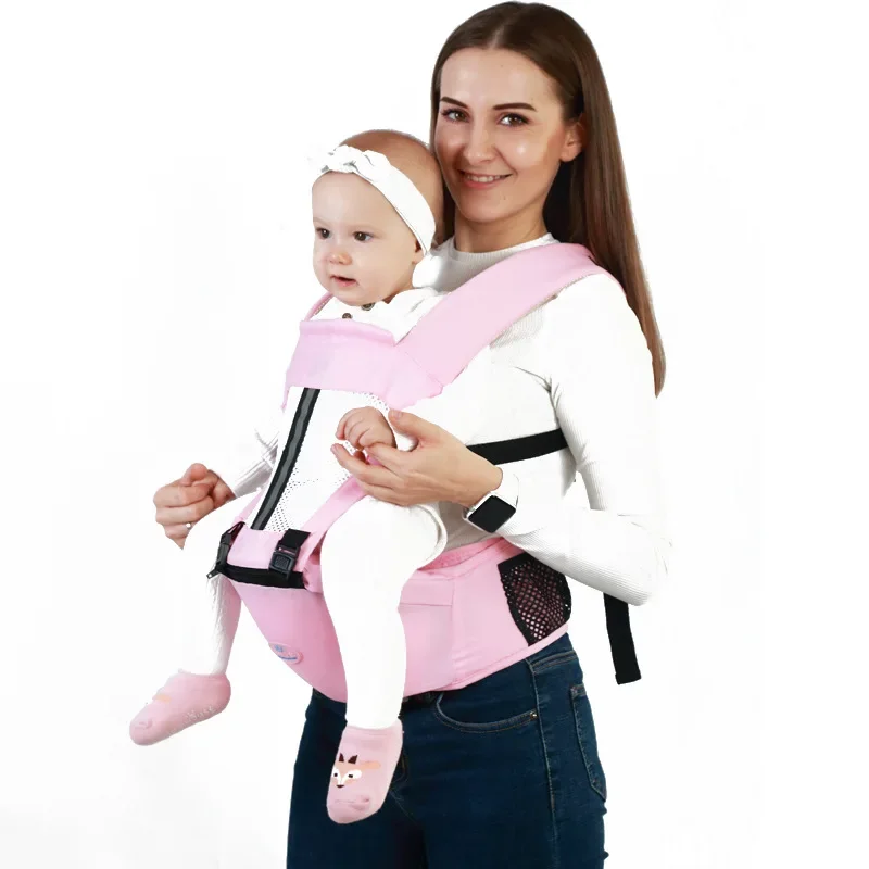 Portebébé ergonomique sac à dos face avant Hipseat transporteur kangourou bébé 02 ans rose léger confortable s