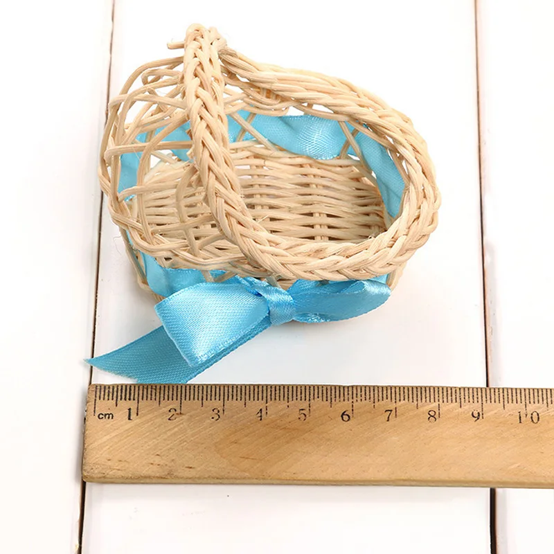 Décoration mini panier tressé fleurs bleu pour bébé 20 pièces cadeaux invités fête anniversaire naissance mari