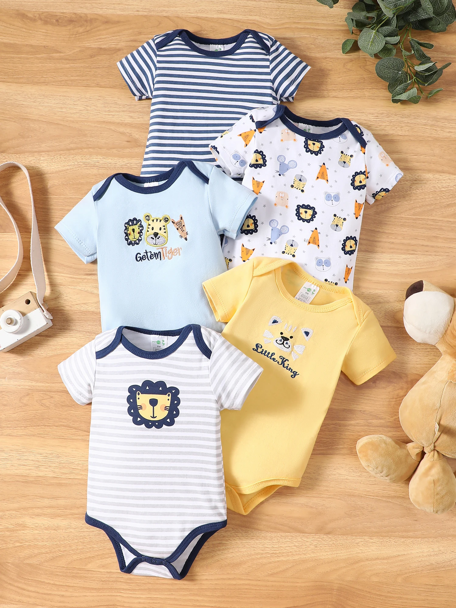 Vêtements bébé garçon 5 pièces bodies coton motifs animaux été 024 mois