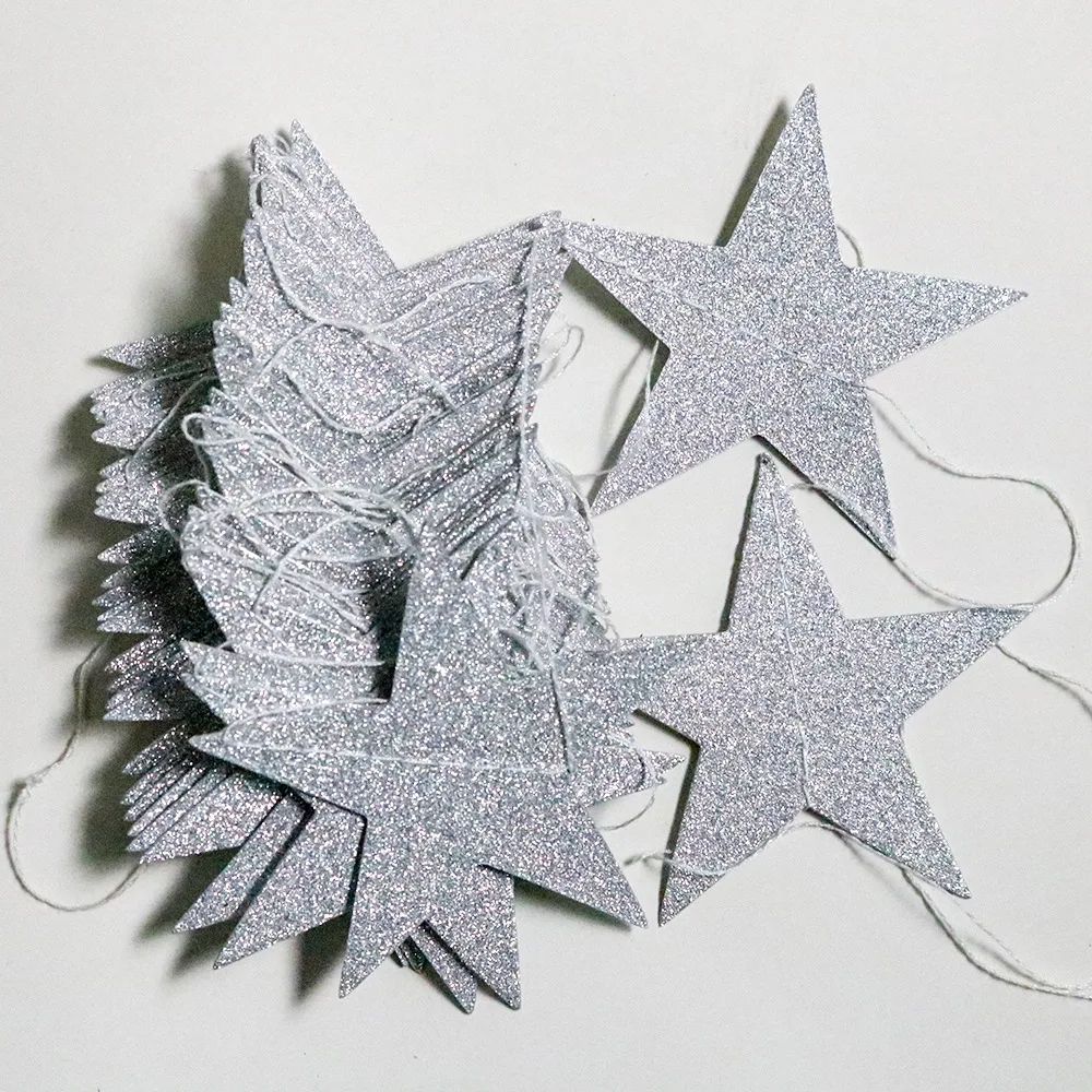 Décoration étoiles pailletées pour chambre bébé fêtes guirlandes sapin Noël argenté style festif enfants cadea