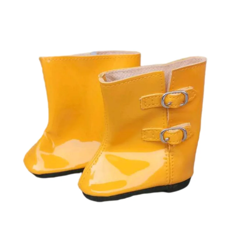 Chaussures de poupée 1718 cm bottes en caoutchouc jaune vif accessoires pour poupées bébé style ludique usage