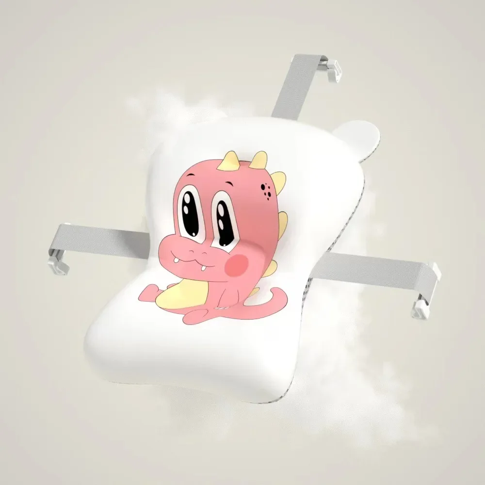 Oreiller de bain pour bébé coussin de baignoire antidérapant doux et confortable design dinosaure rose support