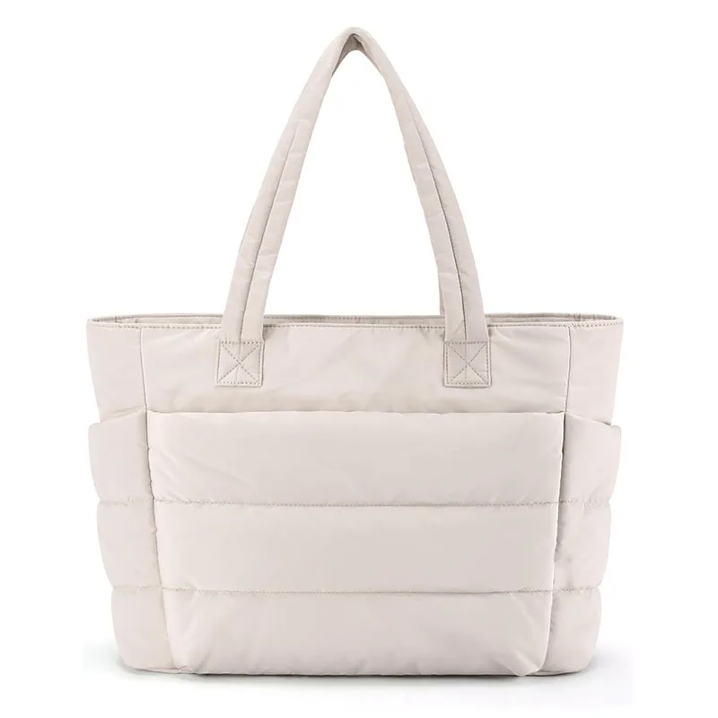 Sac à main fourretout matelassé beige sac de travail sac de plage sac à langer accessoires de rangement porté