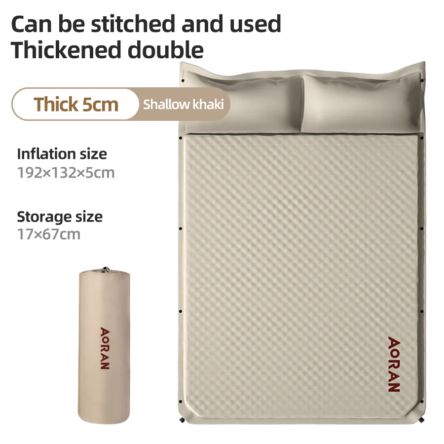 Matelas gonflable automatique double camping AORAN 5cm imperméable oreillers intégrés portabilité facile résis