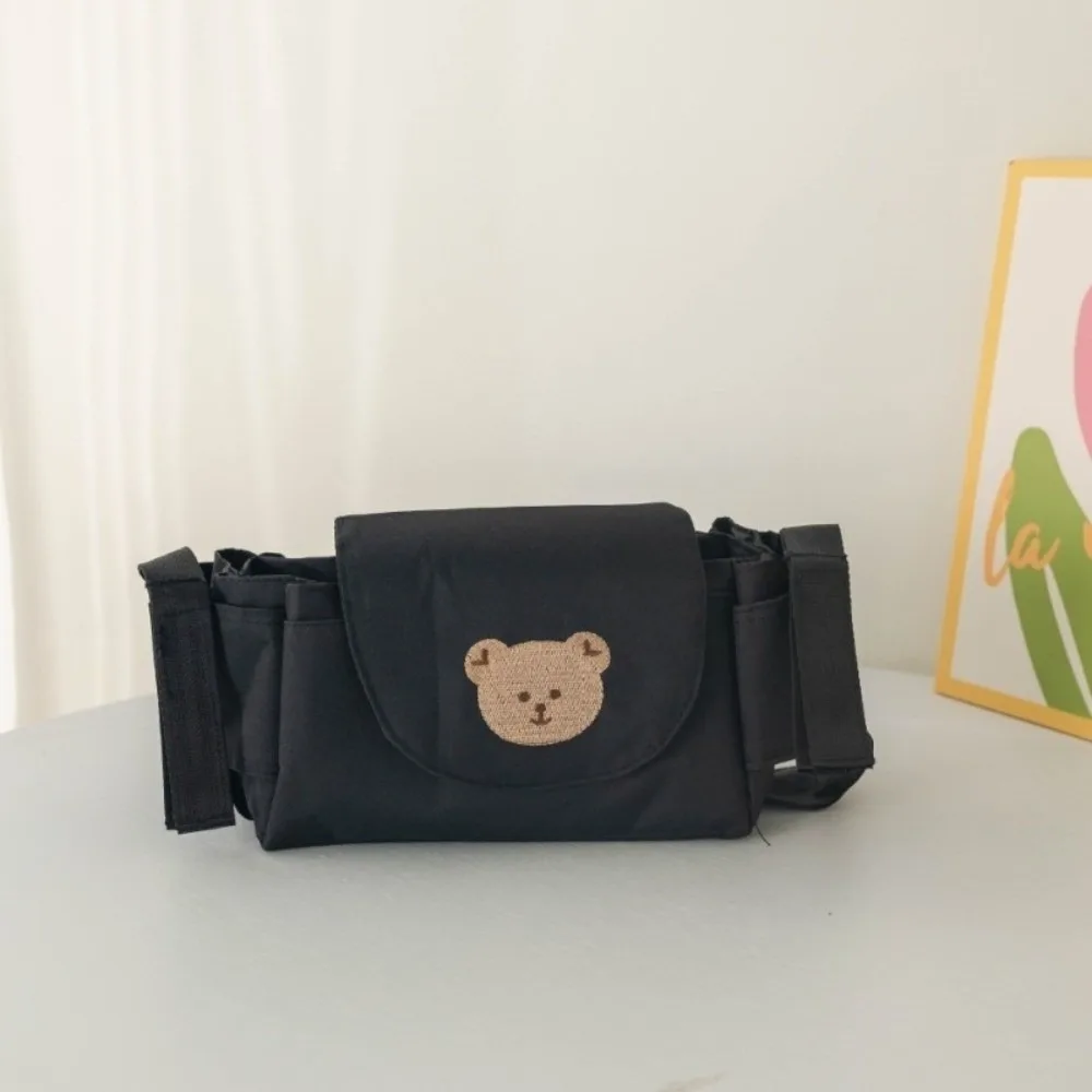 Sac de rangement poussette Oxford style ours sac à langer bébé sac de voyage maman couleurs noir et blanc mate