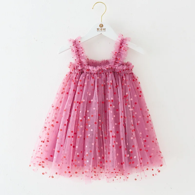 Robe princesse été filles tulle paillettes colorées 46 ans style Aline