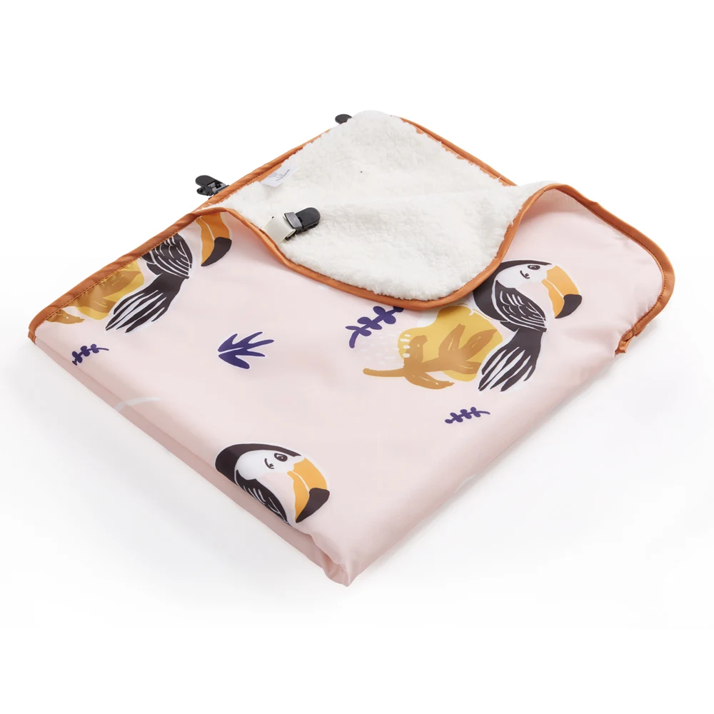 Couverture de poussette imperméable coupevent douce et réversible pour bébé 85x64cm hiver Hornbill