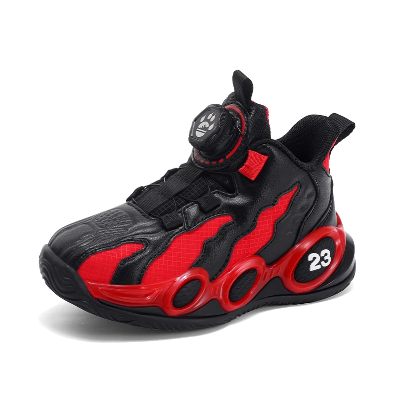 Chaussures de basketball enfants mode cuir PU montantes antiglissante confortable 713 ans patchwork toutes sai