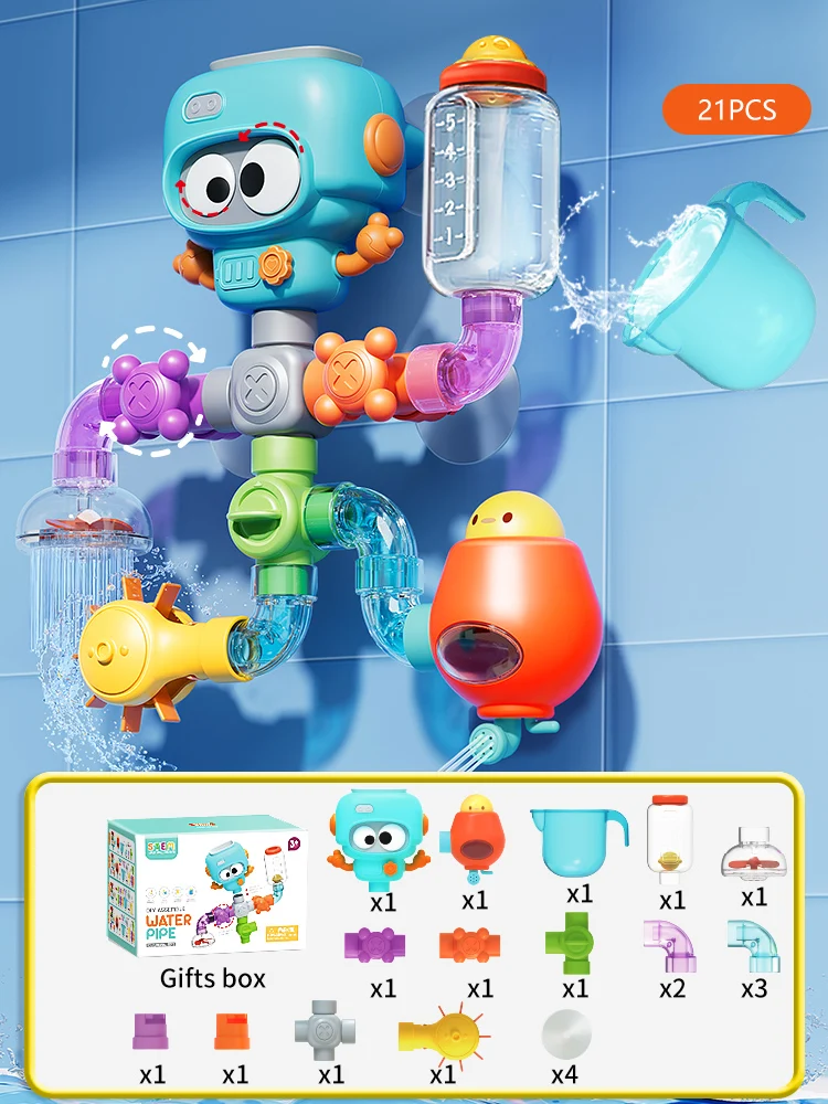 Jouets de bain pour bébé avec ventouses fortes tubes spinner ensemble de jeu d'eau piscine de douche pour enfa