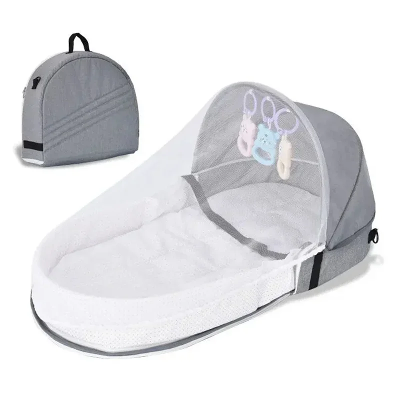 Lit de bébé portable intérieur extérieur berceau pliable en maille matelas rembourré pour camping et voyages n