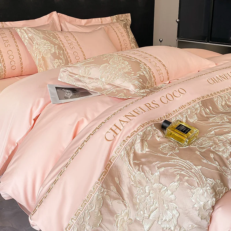 Parure de lit bébé haute qualité ensemble 4 pièces en coton bio housse de couette brodée draps oreillers lit c