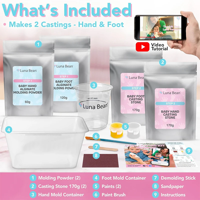 Kit empreintes bébé moulage main pied souvenir nouveauné qualité premium cadeau baby shower personnaliséปลอด재료